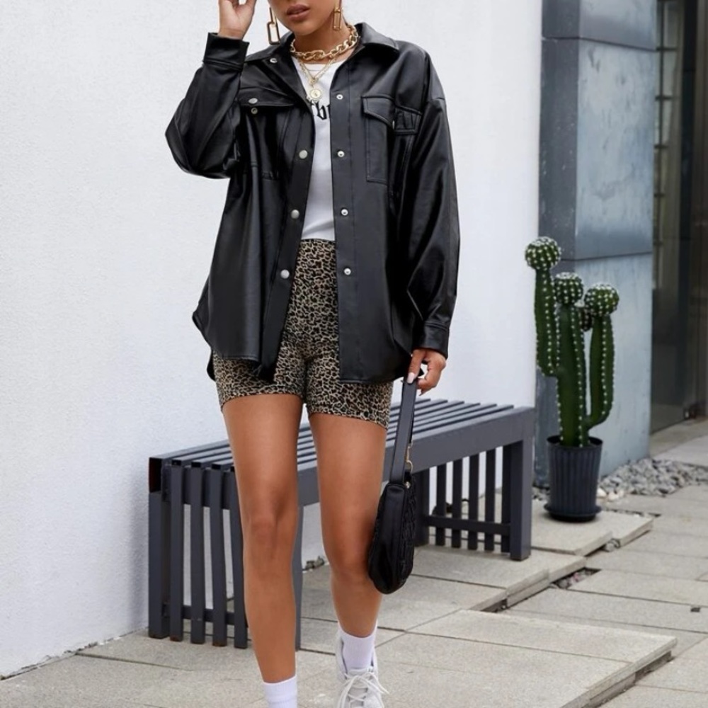 Faux leather coat